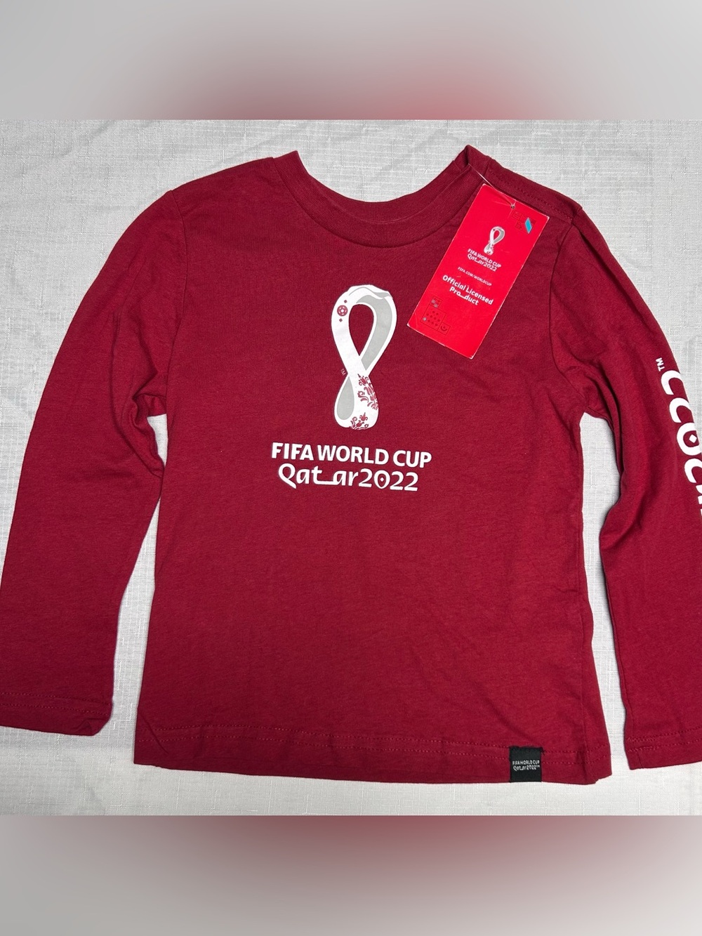 FIFA World Cup Qatar 2022 Official Licensed Long Sleeve T-Shirt Burgundy Unisex